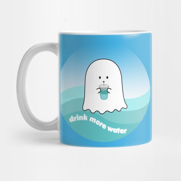 Gordie the Ghost (drink more water) | by queenie's cards by queenie's cards